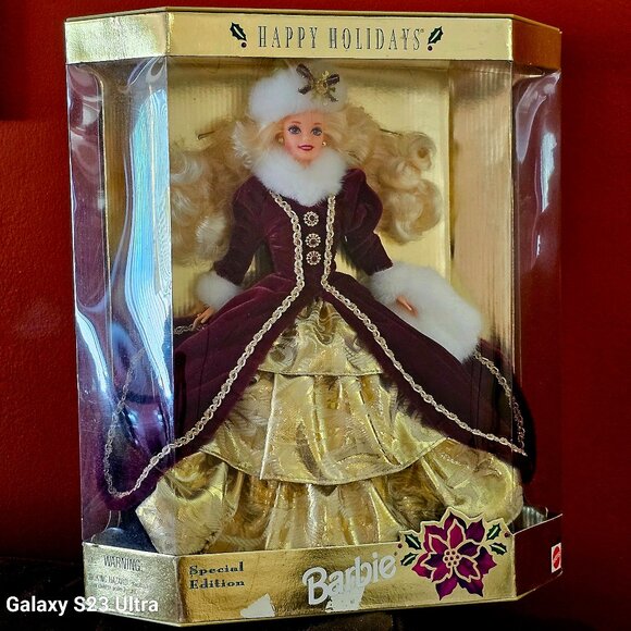 NIB 1996 Special Edition Blond Barbie Doll Happy Holidays Vintage Collection - Picture 1 of 8